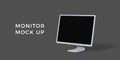 PC monitor mock up in 3D style. Personal computer display with black screen