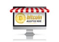 PC Monitor Red Awning Bitcoin Accepted Here