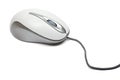 Optical mouse for computer isolated on white grey gray silver wire wired PC device technology scroll scrolling wheel buttons input Royalty Free Stock Photo