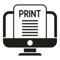 Pc print icon simple vector. Printer press