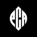 PCA circle letter logo design with circle and ellipse shape. PCA ellipse letters with typographic style. The three initials form a Royalty Free Stock Photo