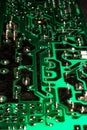 PCB circuitry with photo diode, laser, resistors, microchips, electronic components Royalty Free Stock Photo