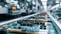 PCB Detail on Automated Electronics Assembly Line Royalty Free Stock Photo
