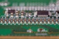 PCB with SMD capacitors close-up. Macro photography of a fragment of the decoder panel tft LCD monitor