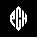PCH circle letter logo design with circle and ellipse shape. PCH ellipse letters with typographic style. The three initials form a Royalty Free Stock Photo
