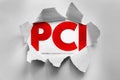 PCI Peripheral Component Interconnect text revealed through torn paper illustration, computer hardware standard concept Royalty Free Stock Photo