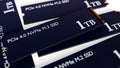 PCIe 4.0 NVMe M.2 SSDs (Solid State Drives) with a storage capacity of 1 TB. Royalty Free Stock Photo