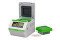 PCR machine with PCR tubes attached lids. 3D rendering Royalty Free Stock Photo