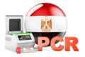 PCR test for COVID-19 in Egypt, concept. PCR thermal cycler with Egyptian flag, 3D rendering Royalty Free Stock Photo