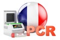 PCR test for COVID-19 in France, concept. PCR thermal cycler with French flag, 3D rendering