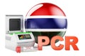 PCR test for COVID-19 in Gambia, concept. PCR thermal cycler with Gambia flag, 3D rendering
