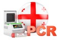 PCR test for COVID-19 in Georgia, concept. PCR thermal cycler with Georgian flag, 3D rendering
