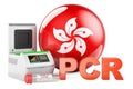 PCR test for COVID-19 in Hong Kong, concept. PCR thermal cycler with Hong Kong flag, 3D rendering