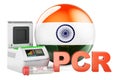 PCR test for COVID-19 in India, concept. PCR thermal cycler with Indian flag, 3D rendering