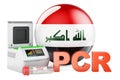 PCR test for COVID-19 in Iraq, concept. PCR thermal cycler with Iraqi flag, 3D rendering