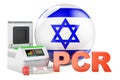 PCR test for COVID-19 in Israel, concept. PCR thermal cycler with Israeli flag, 3D rendering