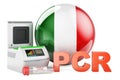 PCR test for COVID-19 in Italy, concept. PCR thermal cycler with Italian flag, 3D rendering