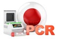 PCR test for COVID-19 in Japan, concept. PCR thermal cycler with Japanese flag, 3D rendering