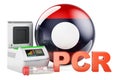 PCR test for COVID-19 in Laos, concept. PCR thermal cycler with Laotian flag, 3D rendering