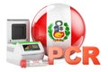 PCR test for COVID-19 in Peru, concept. PCR thermal cycler with Peruvian flag, 3D rendering