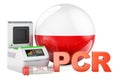 PCR test for COVID-19 in Poland, concept. PCR thermal cycler with Polish flag, 3D rendering