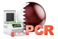 PCR test for COVID-19 in Qatar, concept. PCR thermal cycler with Qatari flag, 3D rendering Royalty Free Stock Photo