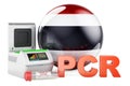 PCR test for COVID-19 in Thailand, concept. PCR thermal cycler with Thai flag, 3D rendering