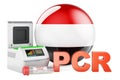 PCR test for COVID-19 in Yemen, concept. PCR thermal cycler with Yemeni flag, 3D rendering