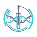 PCR test icon with swab stick and test tube