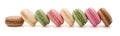 8 pcs colorful macaroons line up with clipping path Royalty Free Stock Photo