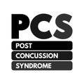 PCS Post-concussion syndrome - set of symptoms that may continue for weeks or more after a concussion, acronym medical concept for