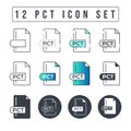 PCT File Format Icon Set. 12 PCT icon set Royalty Free Stock Photo