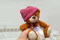Teddy bear and diapers Royalty Free Stock Photo