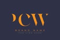 PCW abstract letter logo design Royalty Free Stock Photo
