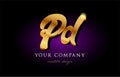 pd p d 3d gold golden alphabet letter metal logo icon design h