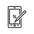 Black line icon for Pda, phone and wireless Royalty Free Stock Photo