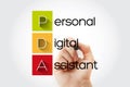PDA - Personal Digital Assistant acronym with marker, technology concept background Royalty Free Stock Photo