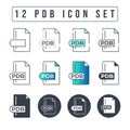 PDB File Format Icon Set. 12 PDB icon set
