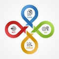 PDCA - with icon Plan Do Check Act in cycle line cross step block Vector illustration. Royalty Free Stock Photo