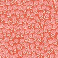 Hand-drawn abstract rose flower illustration motif seamless repeat pattern retro red and pink color background Royalty Free Stock Photo