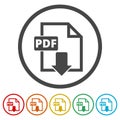 PDF digital document file format flat vector icon, Vector pdf download symbol, 6 Colors Included Royalty Free Stock Photo