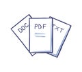 Pdf and Doc Txt Documents Isolated Icons Vector