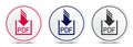 PDF document download icon crystal flat round button set illustration design Royalty Free Stock Photo