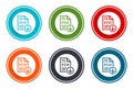 PDF document download icon flat vector illustration design round buttons collection 6 concept colorful frame simple circle set Royalty Free Stock Photo