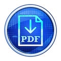 PDF document download icon futuristic blue round button vector illustration