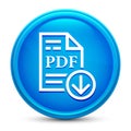 PDF document download icon glass shiny blue round button isolated design vector illustration Royalty Free Stock Photo