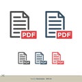 PDF Document Download Icon Logo Template Illustration Design. Vector EPS 10 Royalty Free Stock Photo