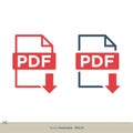 PDF Document Download Icon Logo Template Illustration Design. Vector EPS 10 Royalty Free Stock Photo