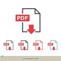 PDF Document Download Icon Logo Template Illustration Design. Vector EPS 10 Royalty Free Stock Photo