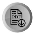 PDF document download icon metal silver round button metallic design circle isolated on white background black and white concept Royalty Free Stock Photo